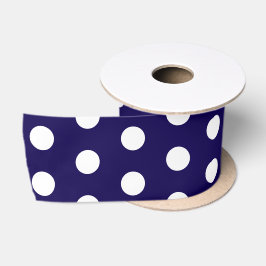Vetgedrukte witte Polka Dots op Navy Blue Satijnen Lint