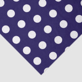 Vetgedrukte witte Polka Dots op Navy Blue Tissuepapier (Detail)