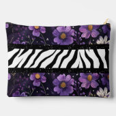 Vetgedrukte zebra paarse bloemenzwarte kleur canva etui (Achterkant)