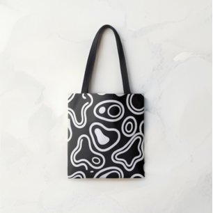 Vetgedrukte zwart-wit Abstracte organische vormen Tote Bag