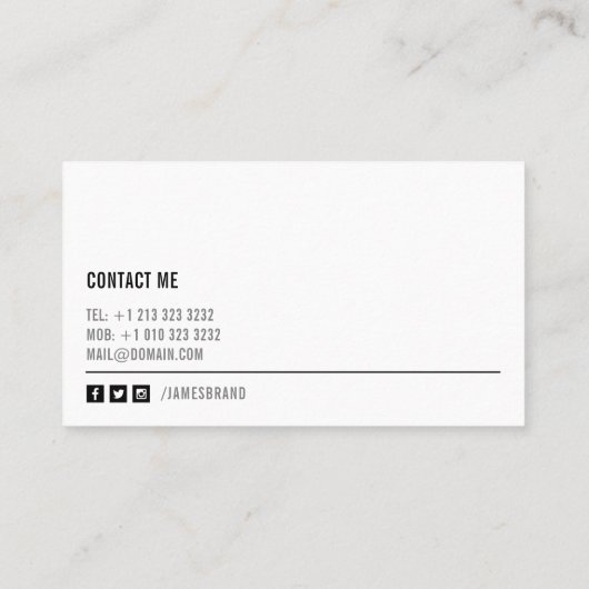 Vetgedrukte zwart-wit fotograaf visitekaartje (Achterkant)