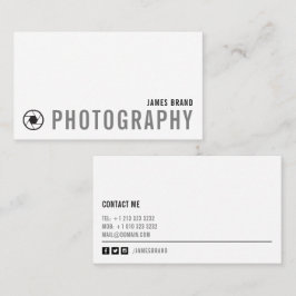 Vetgedrukte zwart-wit fotograaf visitekaartje