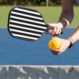 Vetgedrukte zwart-wit gestreepte pickleball paddle