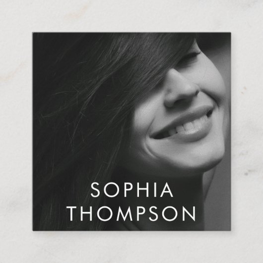 Vetgedrukte zwart-wit professionele foto vierkante visitekaartje (Voorkant)