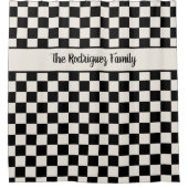 Vetgedrukte zwarte crème geruit patroon aangepaste douchegordijn (Voorkant)