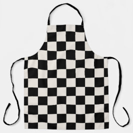 Vetgedrukte zwarte crème geruit patroon schort