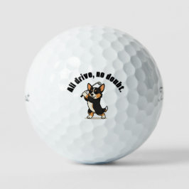 Vetgedrukte zwarte driekleurige Corgi 'All Drive, Golfballen