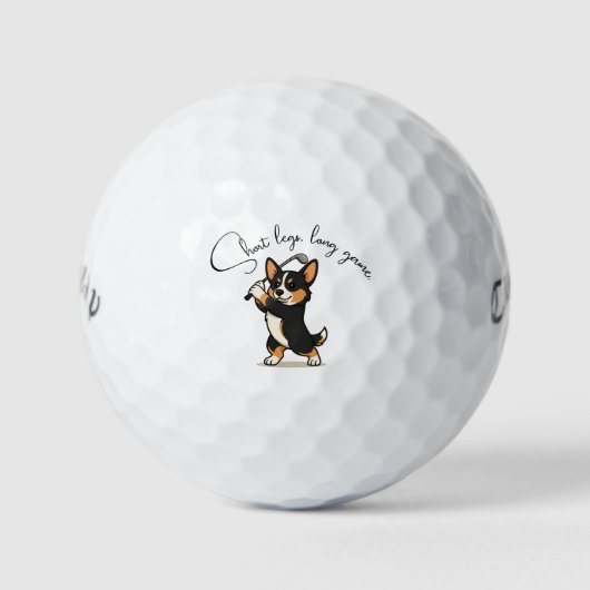 Vetgedrukte zwarte driekleurige Corgi 'Korte benen Golfballen (Voorkant)
