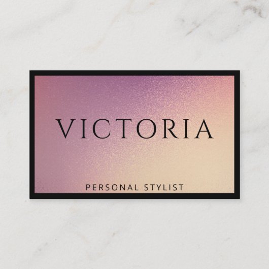 Vetgedrukte zwarte typografie op chique ombre acht visitekaartje (Voorkant)