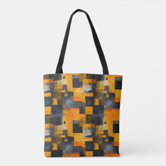 Vetgele Abstracte gepersonaliseerde Canvas tas (Achterkant)