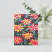 Vetgele en Oranje bloemen op zwart Briefkaart (Staand voorkant)