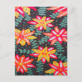 Vetgele en Oranje bloemen op zwart Briefkaart (Voorkant)