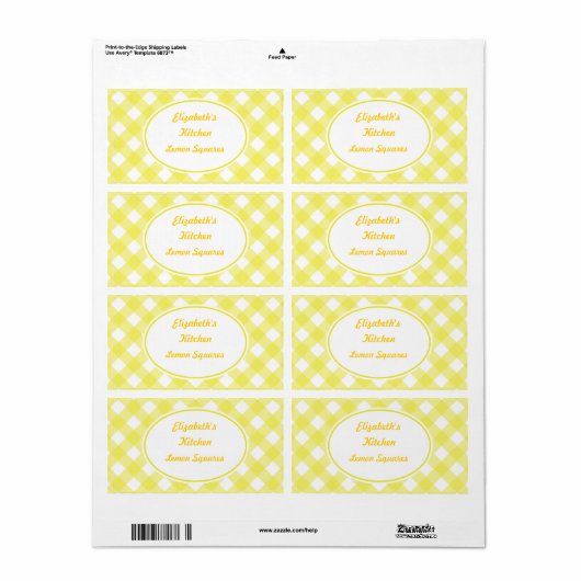 Vetgele Gestreepte Keukenlabels Geel Etiket (Full Sheet)
