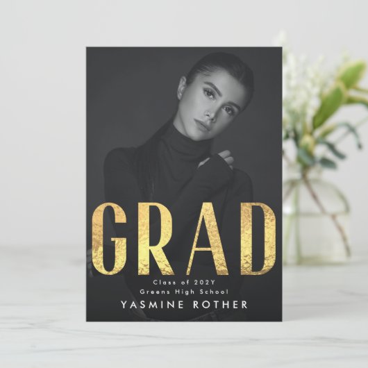 Vetgele goudolie hedendaags AFSTUDEERDER Foto Aankondiging (Staand voorkant)