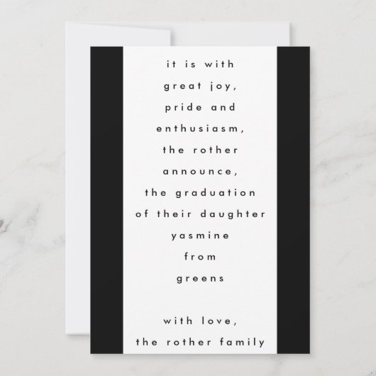 Vetgele goudolie hedendaags AFSTUDEERDER Foto Aankondiging (Achterkant)