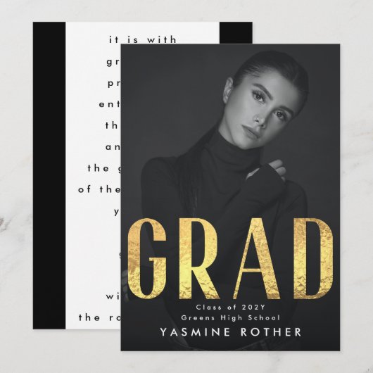 Vetgele goudolie hedendaags AFSTUDEERDER Foto Aankondiging (Voorkant / Achterkant)