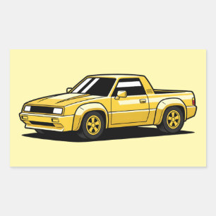 Vetgele Pickup Toon Rechthoekige Sticker