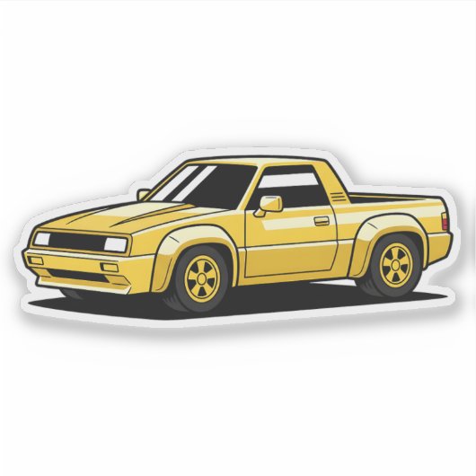 Vetgele Pickup Toon Sticker (Voorkant)