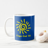 Vetgele zon op Blue Custom Souvenir Mok