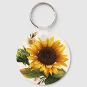 Vetgele zonnebloem sleutelhanger (Voorkant)