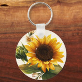 Vetgele zonnebloem sleutelhanger (Voorkant)
