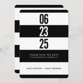 VETGETAL STAPEL zwarte witte streep bewaar de datu Save The Date (Voorkant / Achterkant)