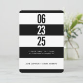 VETGETAL STAPEL zwarte witte streep bewaar de datu Save The Date (Staand voorkant)