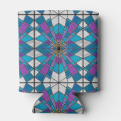 Vetglas met blauw en Paars hoekpatroon Blikjeskoeler (Achterkant)