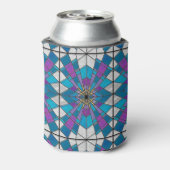 Vetglas met blauw en Paars hoekpatroon Blikjeskoeler (Blikje Achterkant)