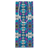 Vetglas met blauw en Paars hoekpatroon Wijn Cadeautas (Achterkant)