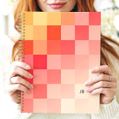 Vetgradiënt Roze Checkerboard Monogram Planner