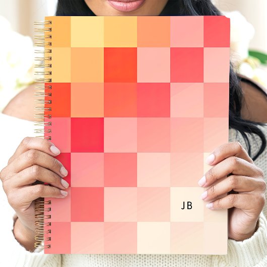 Vetgradiënt Roze Checkerboard Monogram Planner