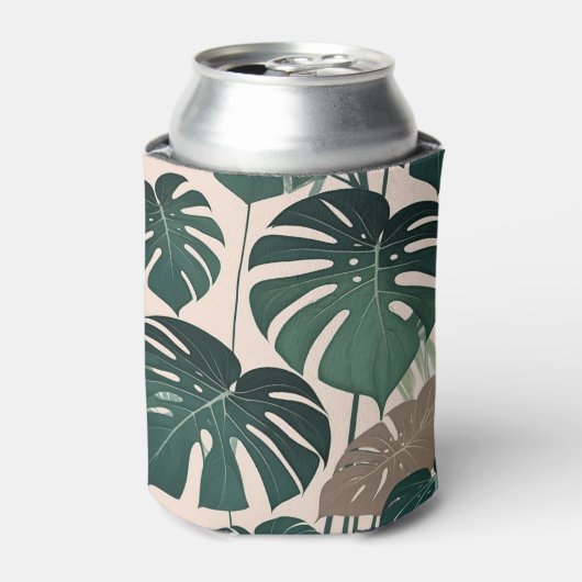 Vetgroene Monstera laat tropisch Oerwoud achter Blikjeskoeler (Blikje Voorkant)