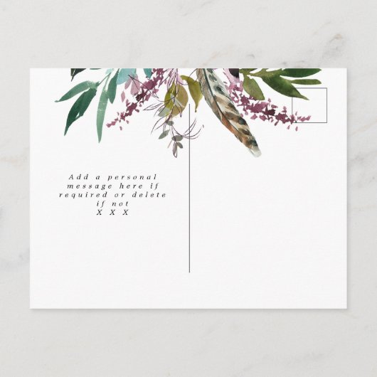vether boho floral bruiloft , behalve de date card aankondigingskaart (Achterkant)