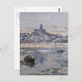 Vetheuil en Hiver Boat op de rivier Briefkaart (Voorkant / Achterkant)