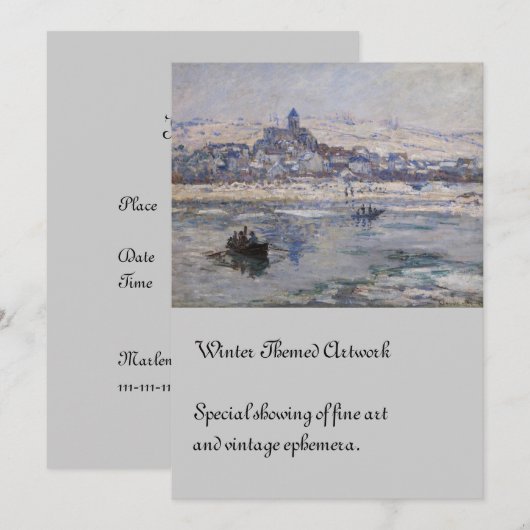 Vetheuil en Hiver Boat op de rivier Kaart (Voorkant / Achterkant)