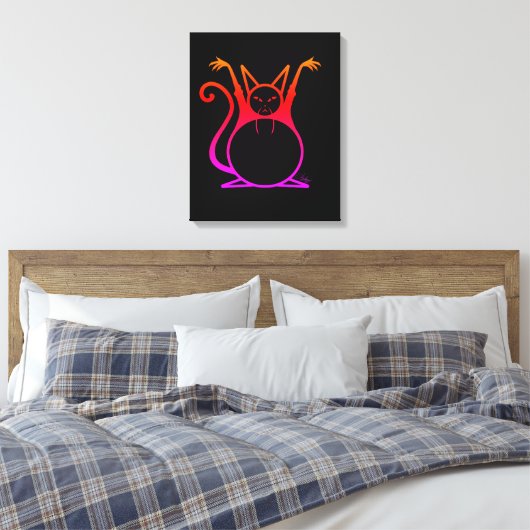 Vethoofdkat Canvas Afdruk (Insitu (Slaapkamer))