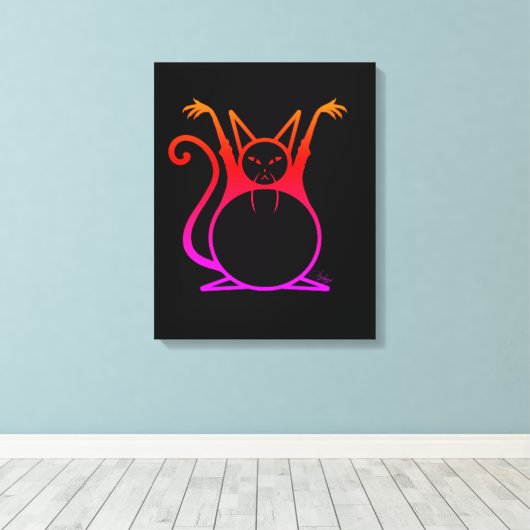 Vethoofdkat Canvas Afdruk (Insitu (Houten vloer))