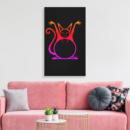 Vethoofdkat Canvas Afdruk (Insitu (Woonkamer))