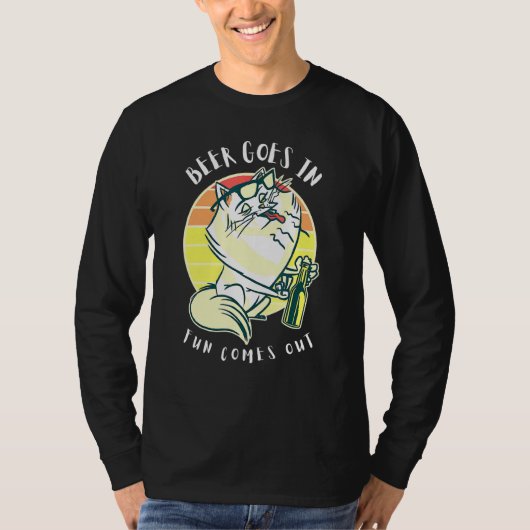 Vetkat Drink bier komt in de vlinn uit bier T-shirt (Voorkant)