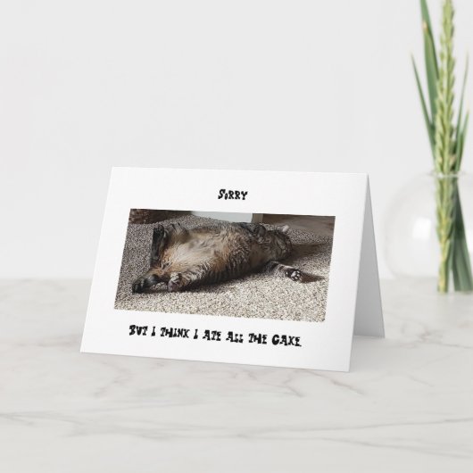 Vetkat heeft de verjaardagstaart opgegeten. kaart (Voorkant)