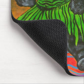 Vetkat in een Hula-rok bij een Tiki Bar-mousepad Muismat (Hoek)
