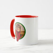 Vetkat met kerststaart mok (Voorkant links)