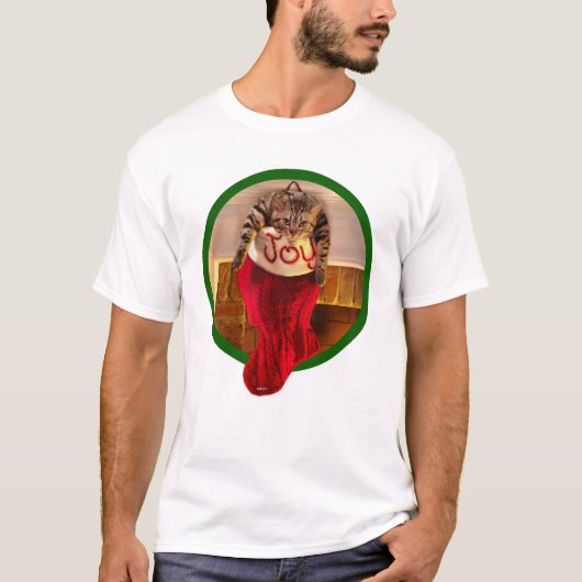 Vetkat met kerststaart t-shirt (Voorkant)
