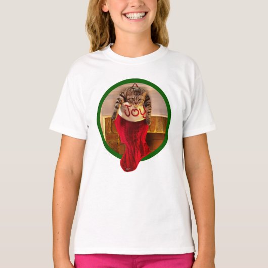 Vetkat met kerststaart t-shirt (Voorkant)
