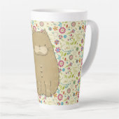 Vetkat op katoenvriendelijke kunstbloemen latte mok (Rechterhoek)