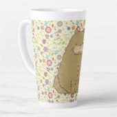 Vetkat op katoenvriendelijke kunstbloemen latte mok (Linkerhoek)