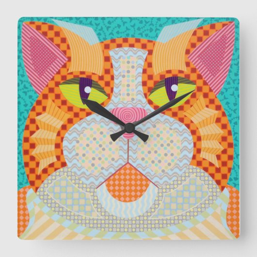 Vetkat Vierkante Klok (Voorkant)