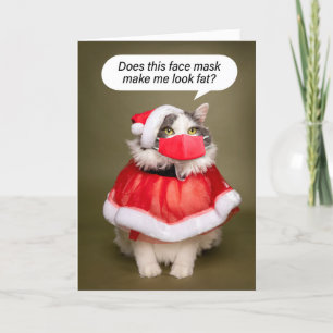 Vetkat voor vrolijk kerstfeest in Santa Hat en fac Feestdagen Kaart