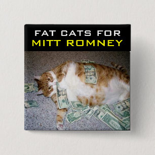 Vetkatten voor Mitt Romney Vierkante Button 5,1 Cm